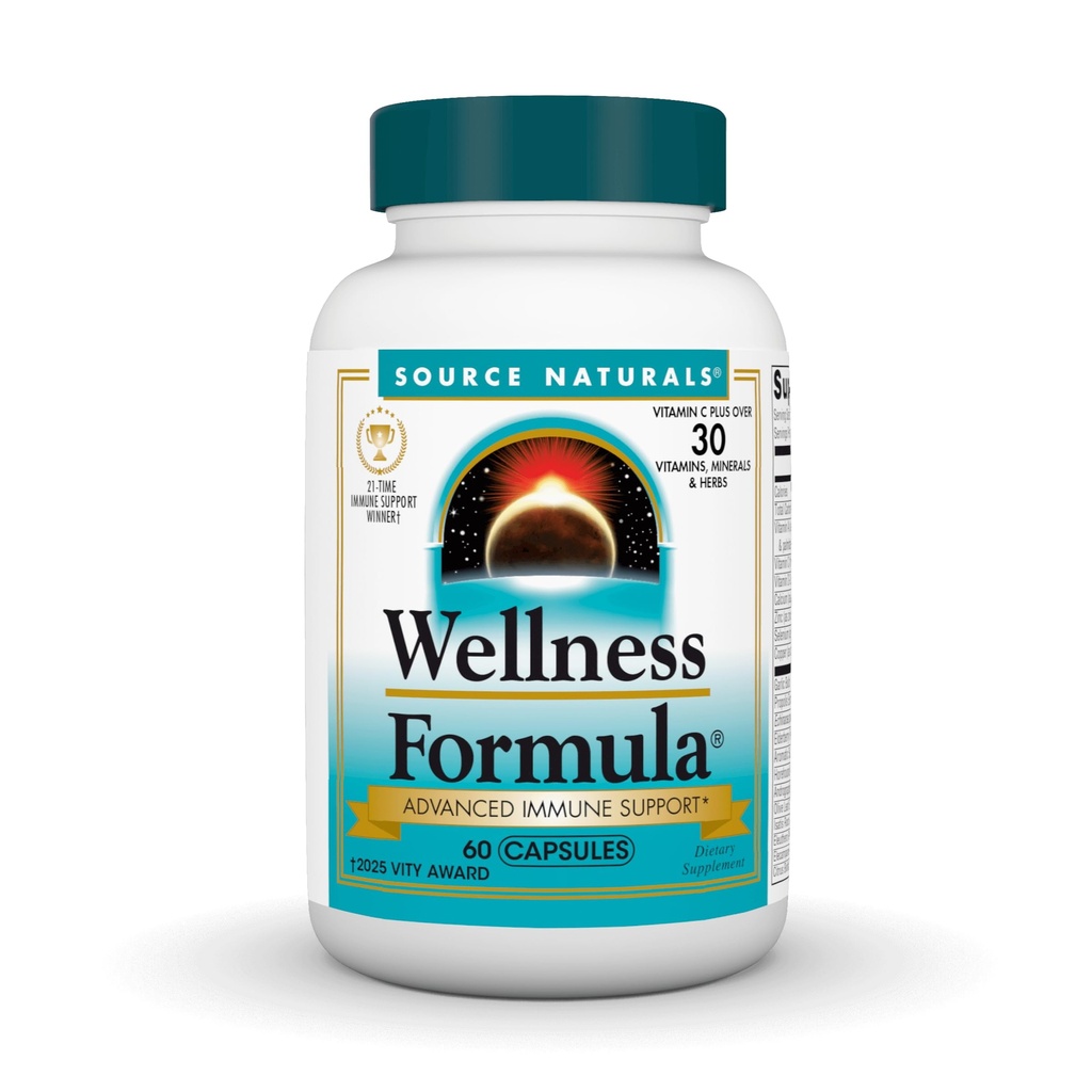 Źródło Naturals Wellness Formula Bio- Zrównane witaminy i Ziołowe Obrona dla wsparcia układu immunologicznego - Suplement diety i Wzmacniacz odporności - 60 Kapsułki