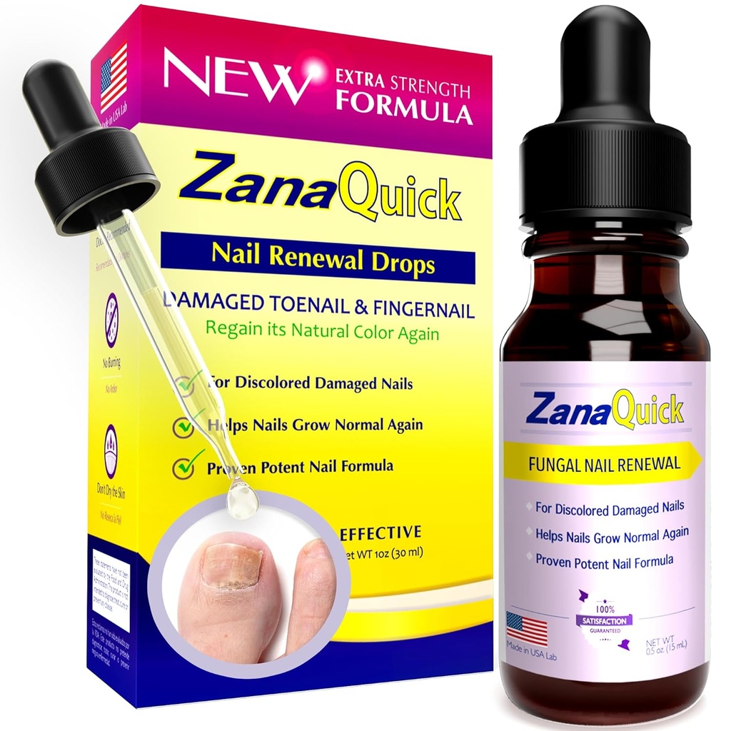 ZanaQuick Dodatkowa siła paznokci paznokci i paznokci naprawy krople - Nail Care Odnowa dla grubych, Uszkodzone i odbarwione paznokcie - 1 Pack, 0.50 fl oz