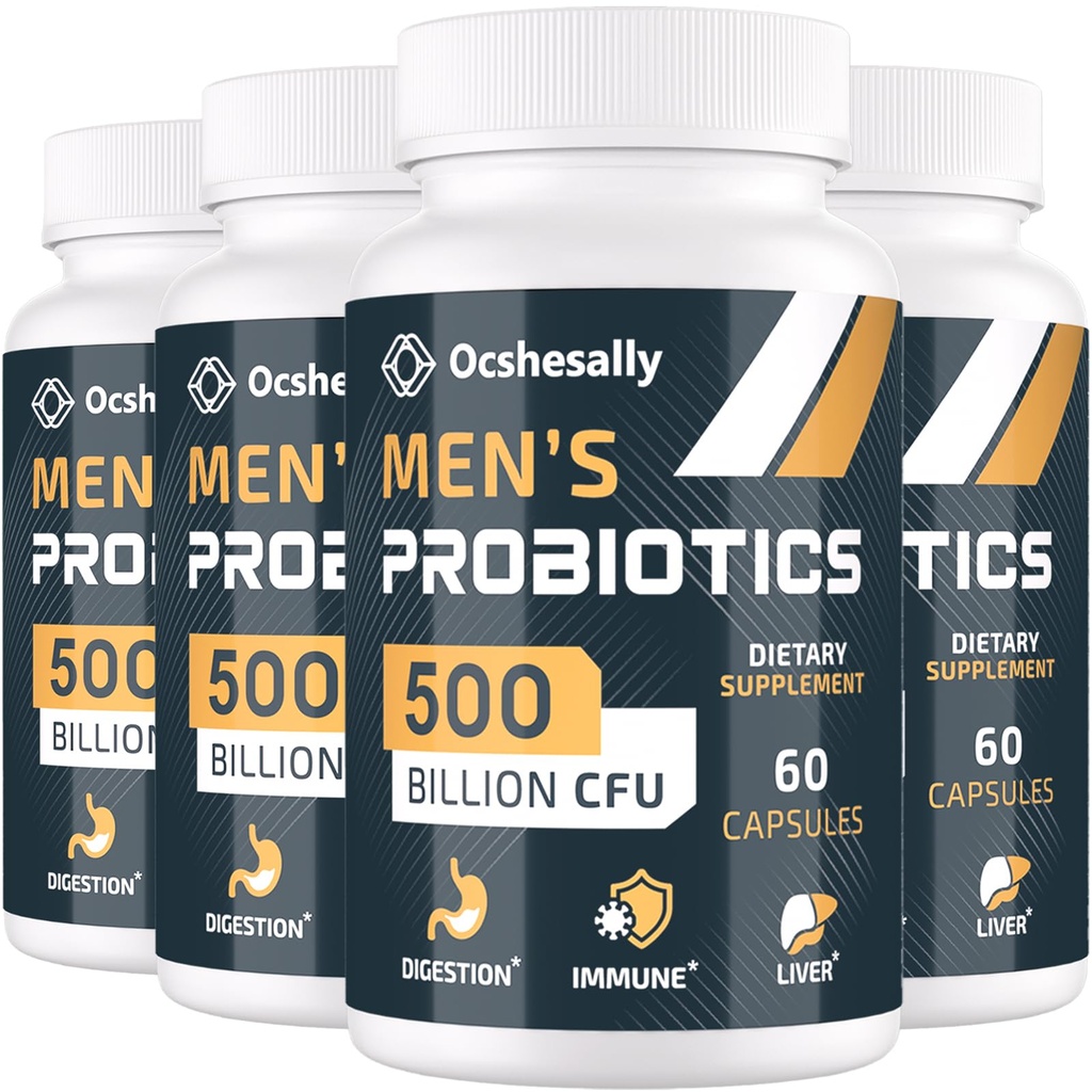Probiotyki dla mężczyzn, 500 Miliard CFU & 12 Szczepy Mens probiotyczne, z Turmeric, Żurawiny, Goji - Probiotyki dla zdrowia pożywienia, Gut, Immune & Bloating, Prostate & Urnary Tract Health, 240 kapsułki