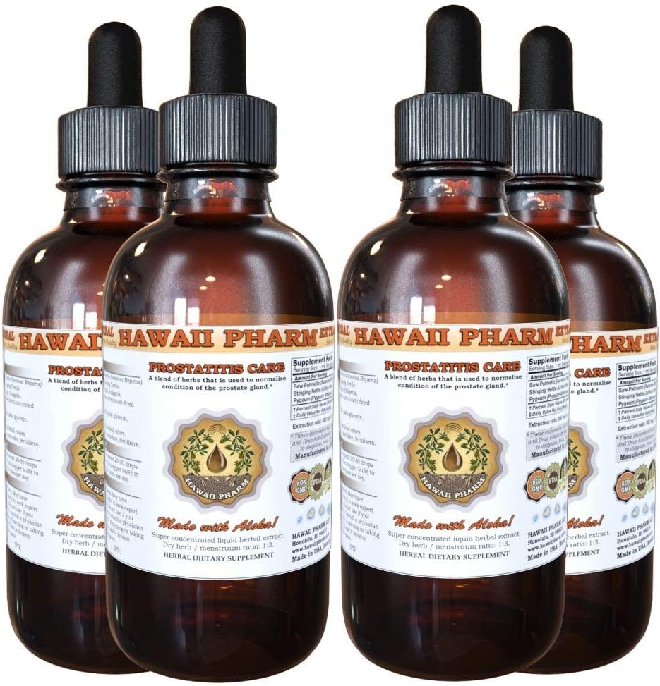Prostate Support Dietary Supplement: Pygeum (Pygeum Africanum) Bark, Saw Palmetto (Serenoa Repens) Berry, Stinging Nettle (Urtica Dioica) Liść Tincture (Alcohol- based Liquid Extract) 4x4 oz
