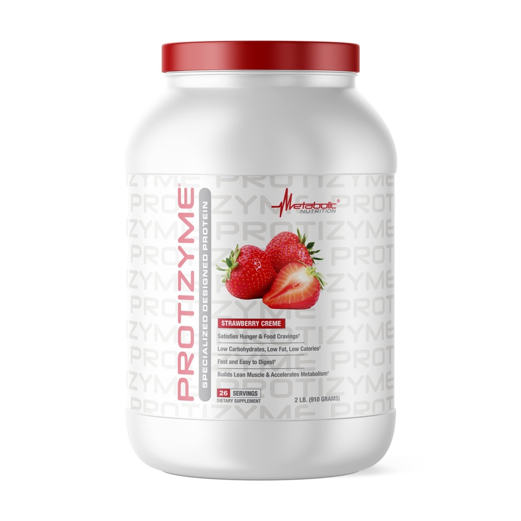 Metaboliczne odżywianie 124; Protyzym 124; 100% Białko serwatki w proszku 124; Wysokie białko, niskie węglowodory, niski tłuszcz z żołądkowymi enzymami, 24 Witaminy eteryczne i minerały 124; Truskawka Creme, 2 funt