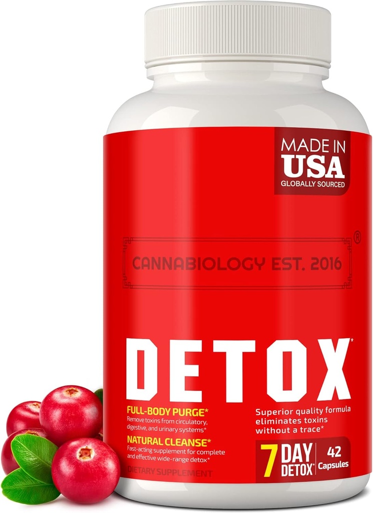 CANNABIOLOGY EST. 2016 Complete Body Cleanse - Natural Detox Body Cleanse Support for Liver, Trakt moczowy, System pokarmowy - Made in USA - Body Detox and Cleanse for Women & Men - 42 Vegan Caps