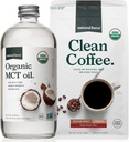 Natural Force Organic Ground Clean Coffee + Organic MCT Oil Bundle - 100% Czysty MCTs Kokosowy & Mold & Mycotoxin Darmowa kawa - Non-GMO, Keto, Paleo i Wegan - 10 Oz Bag i 16 Oz Butelka szklana