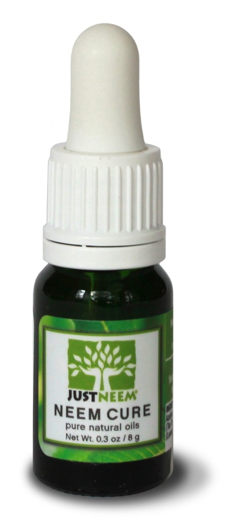 JustNeem Neem Cure Oil - Naturalny - Najlepszy na trądzik, Łuszczyca, Wyprysk, Rosacea, Zimne wrzody, Paznokcie, Bug i Spider Bites i inne podrażnienia skóry. z aplikatorem kapturka kroplomierza. - 0.3 oz