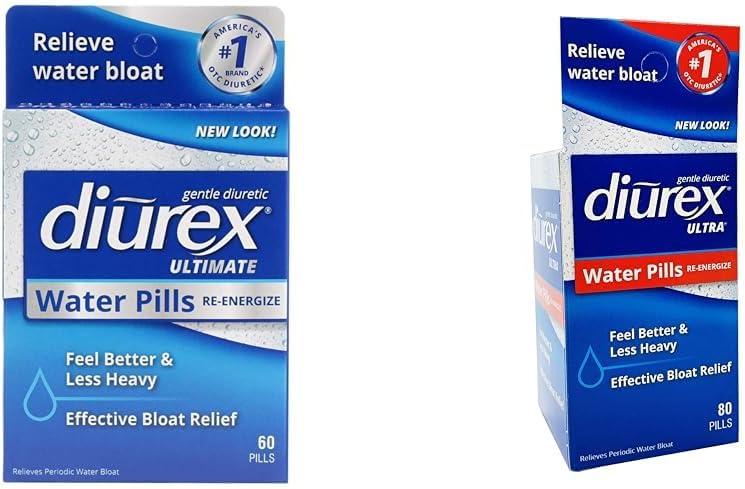 Diurex Ultimate 60 Count & Ultra 80 Count Water Pills Bundle - Maksymalna moc Diuretic dla prompt Bloat Relief