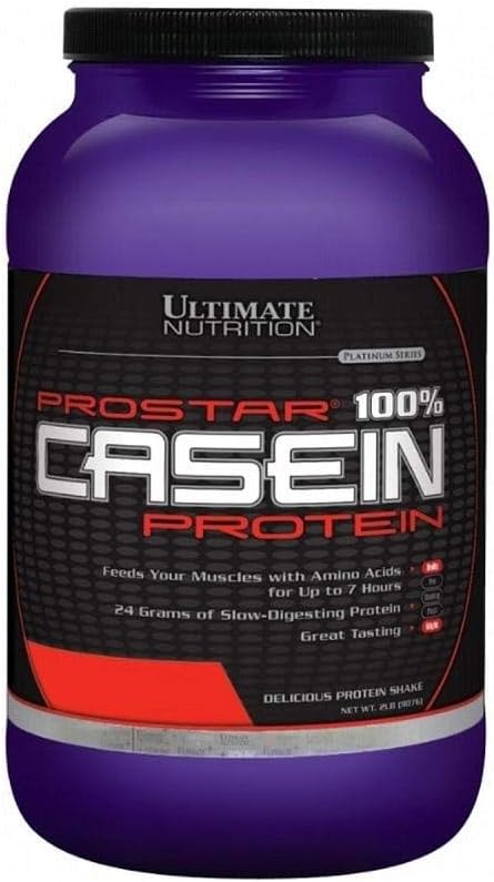Ultimate Nutrition Prostar Micellar and Hydrolyzed Casein Protein Powder - Beztłuszczowy wzrost mięśni w ciągu nocy i odzysk z BCAA, 2 funty, Czekolada