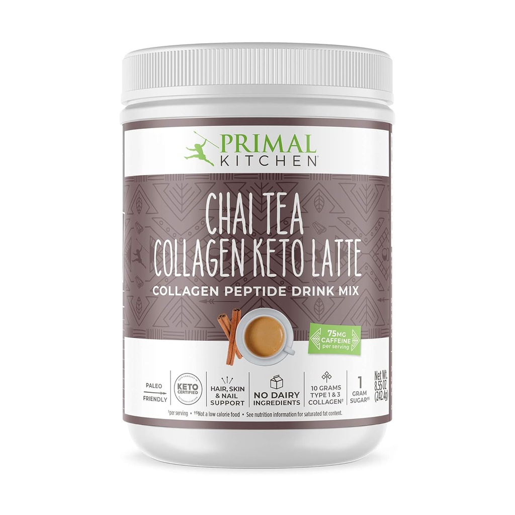 Primal Kuchnia Chai Kolagen herbaty Keto Latte Proszek, Kolagen Peptyd napój Mix, 8.55 Ounces