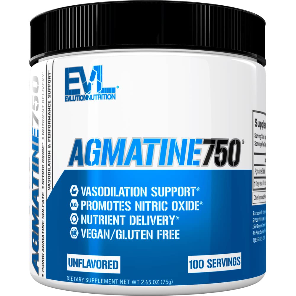 Evlution Agmatine Siarczan azotu tlenek w proszku Żywienie Wysoka wytrzymałość Agmatine Siarczan proszku Suplement tlenku azotu dla pomp o wysokiej intensywności Muscle Growth Recovery and Performance - Unflavored