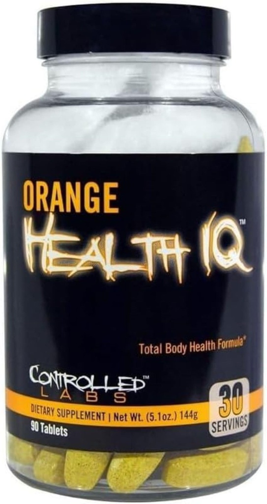 CONTROLLLED LABS Orange Health IQ Codzienne suplement dla mężczyzn i kobiet, 90 tabletek, Zwiększona wytrzymałość, energia, funkcje cardio w treningu i sportu