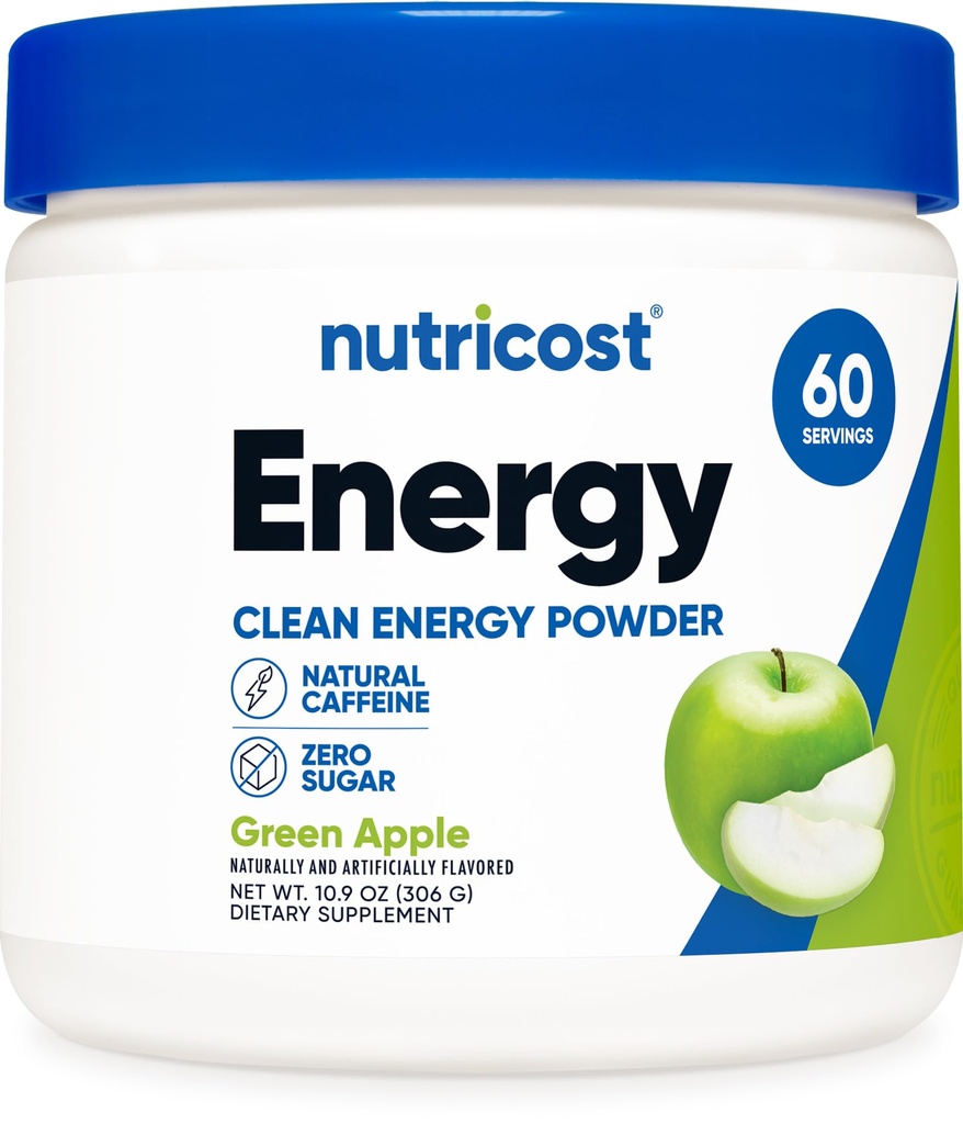 Nutricost Energy Complex (Zielone Jabłko) (60 Słupki) - Proszek czystej energii, suplement diety 300 g