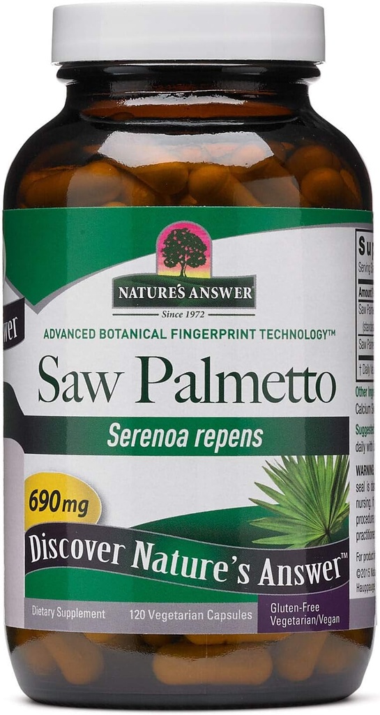 Odpowiedź przyroda Piła Palmetto Prostate 690mg 120- Suplement kapsułki 124; Wsparcie prostaty 124; Naturalne Urynary Tract Support 124; Promotuje wzrost włosów 124; Pojedyncza liczba