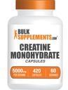 BulkSupplements.com Kapsułki jednowodzian kreatora - Mikronizowane tabletki kreatora - Gluten Free, 7 Kapsułek na serwowanie (5000mg), 420 Liczba (Opakowanie po 1)