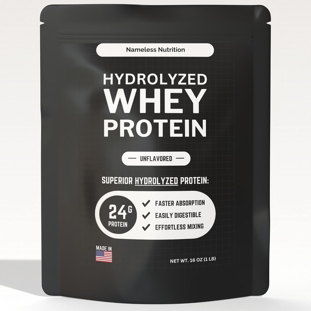 Proszek z hydrolizowanego białka serwatkowego - Koncentrat z białka serwatkowego niełupkowego, Proszek z białka plaminowego - bez glutenu, 24 g białka na porcję, 1 lb (opakowanie po 1)