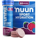 Nuun Sport Electrolyte Tablets z Magnezu, Wapń, Potas, Chlorek i Sód, Gluten Free & Wegan, Tri- Berry, 8 Pack (80 Służenie ogółem)