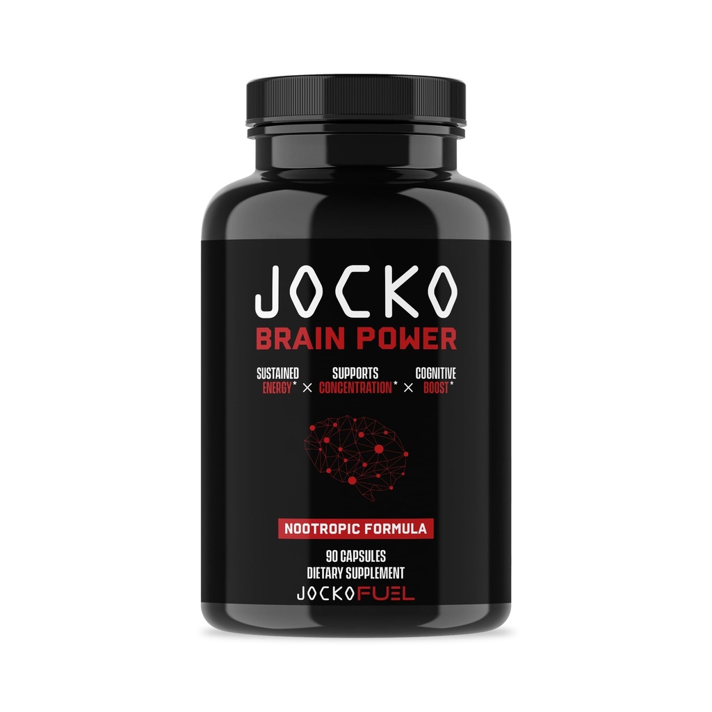 Jocko Fuel Brain Power - Nootropowe Suplementy Dietetyczne dla Pamięci i Focus wiht L Theanine, L Carnitine- Energia i Focus Supplement (90 Kapsułki)