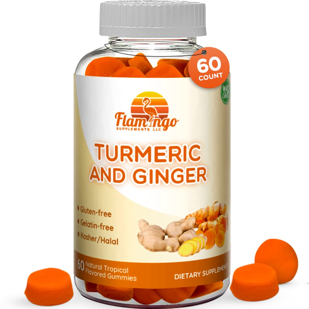 Kurkumina turmerowa i Ginger Chewable Gummies dla dorosłych i dzieci. Wegańskie Przyjazne, Kosher & Halal, Gluten Free, Nie GMO. 60 Hrabia