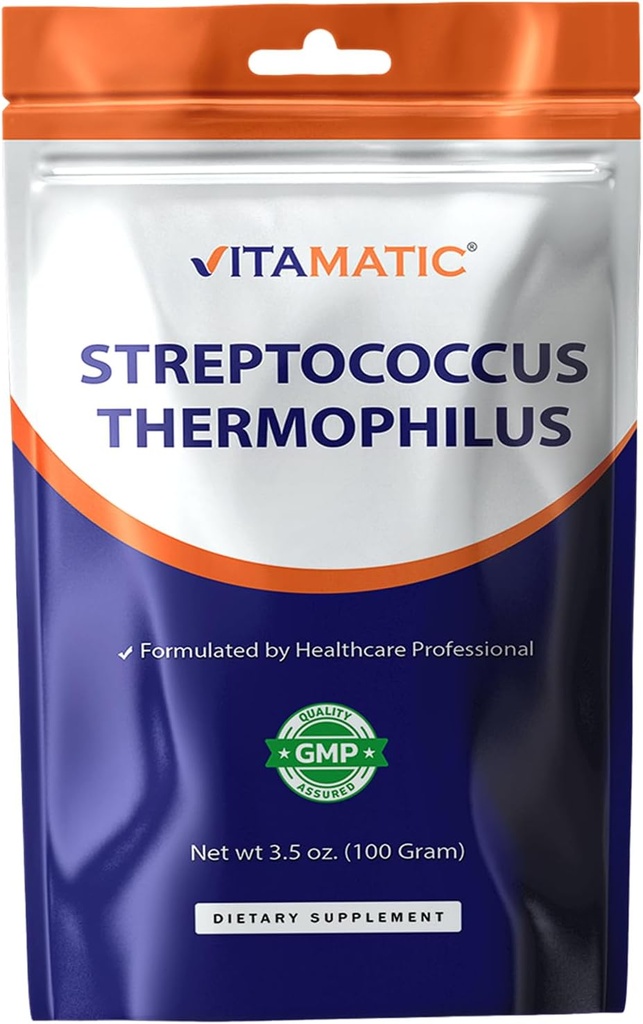 Vitamatic Streptococcus Thermophilus Probiotic Powder - Pomocnictwo dla zdrowia - 100 Gram (3.5 OZ) - 100 Służenie