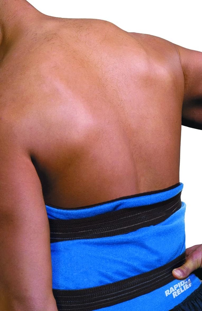Rapid Relief Deluxe wielokrotnego użytku Hot and Cold Compress - Duży elastyczny pakiet na lód Hot Cold Therapy Pack for Back and Body Pain with Regulable Strap, Freeze or Microwave