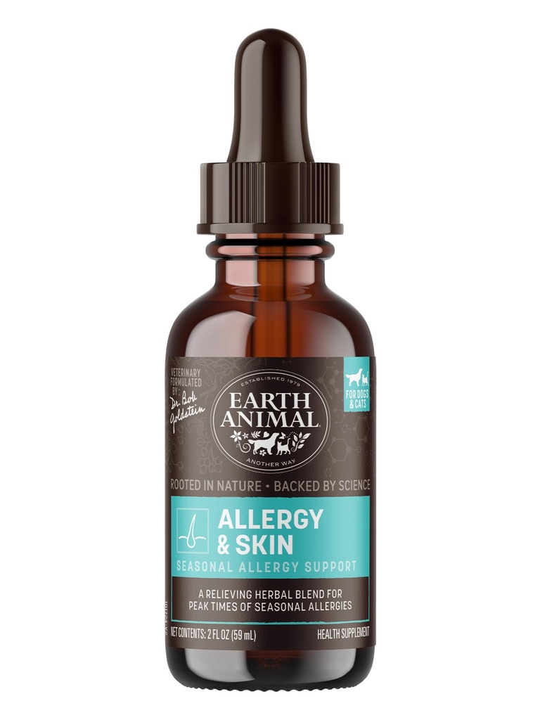 Ziemskie zwierzę Aptekarz Płynny Suplement - alergia i skóra Herbal Remedies dla psów i kotów - 2 fl oz