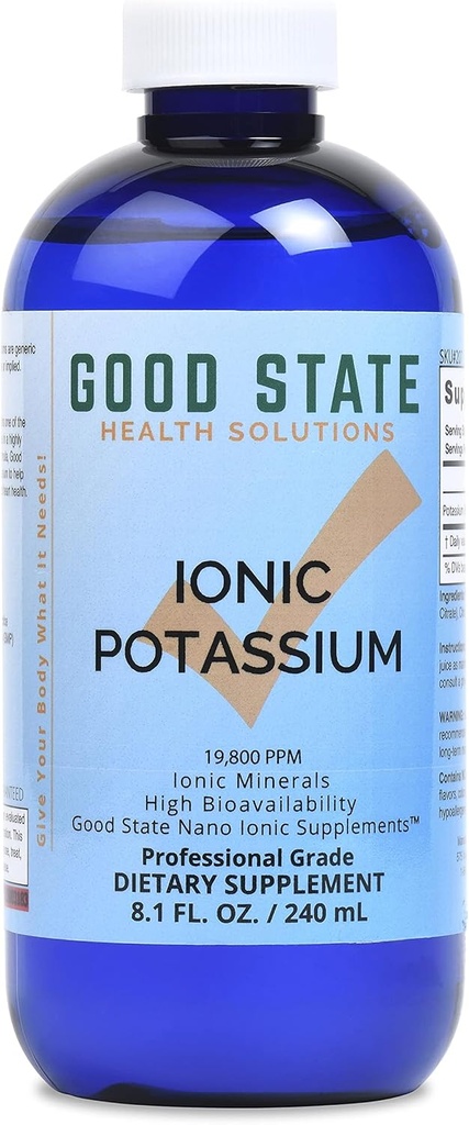Potas jonowy (48 porcji po 99 mg pierwiastka, plus 2 mg kwasu fulvic - 8 fl oz)