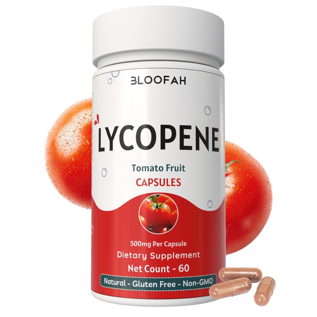 Proszek pomidorowy (Lycopene) Kapsułki 500mg - 60 Hrabia 124; Naturalny karotenoid suplement do zdrowia i wsparcia Wellness 124; 100% Natural, Plant Based, Gluten Free & Non-GMO Formuła