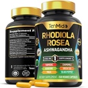 Rhodiola Rosea Supplement - 8in1 Formuła - Połącz z Ashwagandha, Turmeric, Berberine, Maca, Rumianek, Zielona Herbata i czarny pieprz - Żywny bogaty - 150 Kapsułki wegańskie