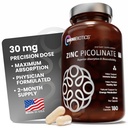 OmniBiotics Pikolinian cynku 30mg Suplement - Wysoka Absorpcja Cynk do układu immunologicznego, Zdrowa Skóra i Wspomaganie Energetyki - 180 Kapsułki wegańskie
