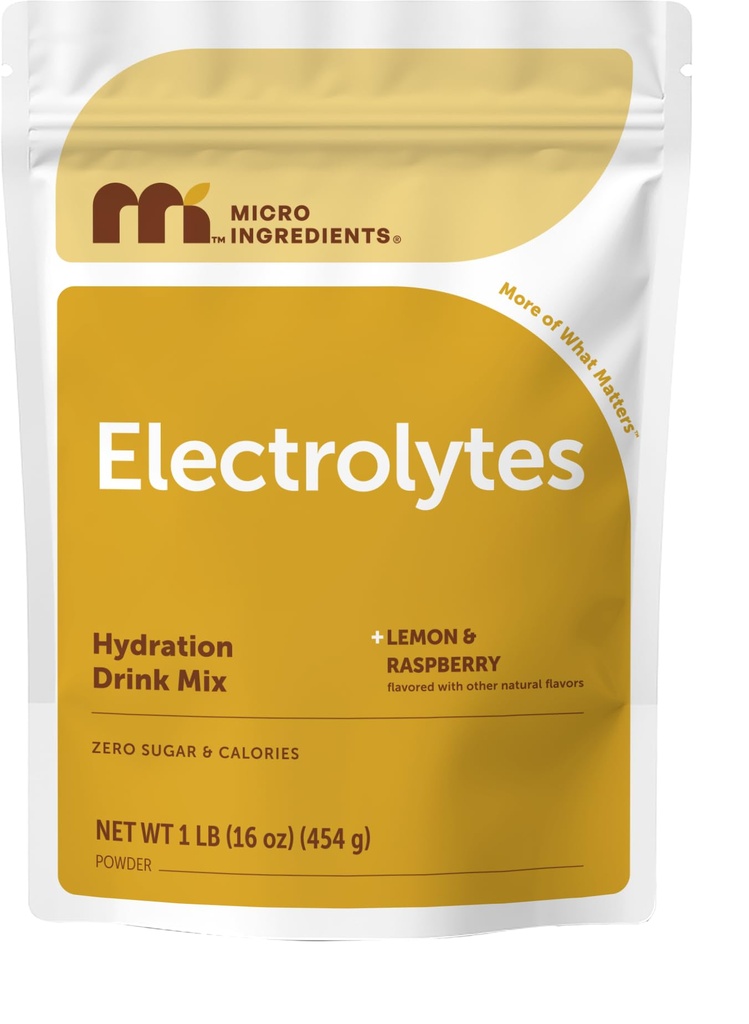 Micro Składniki Hydration Electrolyte Proszek, 1 lb (69 Służenie) 124; Lemon Malina Flavor 124; Wysoka Potas (1000 mg) + Woda kokosowa i prawdziwy sok z cytryny 124; Brak cukru, Keto Friendly