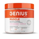 The Genius Brand Genius Muscle - Muscle Health Supplement for Growth, Endurance & Recovery - Non-Hormonal Formula - 6 Organic Mushrooms - Naturally-Sweetened - 30 Servings - Truskawka Vanilla