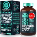 Esencjonalny suplement aminokwasów - wszystkie 9 EAA z aminokwasami BCAA (leucyna, lizyna, walina, treonina) - 3000 mg na Podawanie - Wzrost mięśni, Moc, Odzysk - 120 Vegan, Kapsułki bez kofeiny
