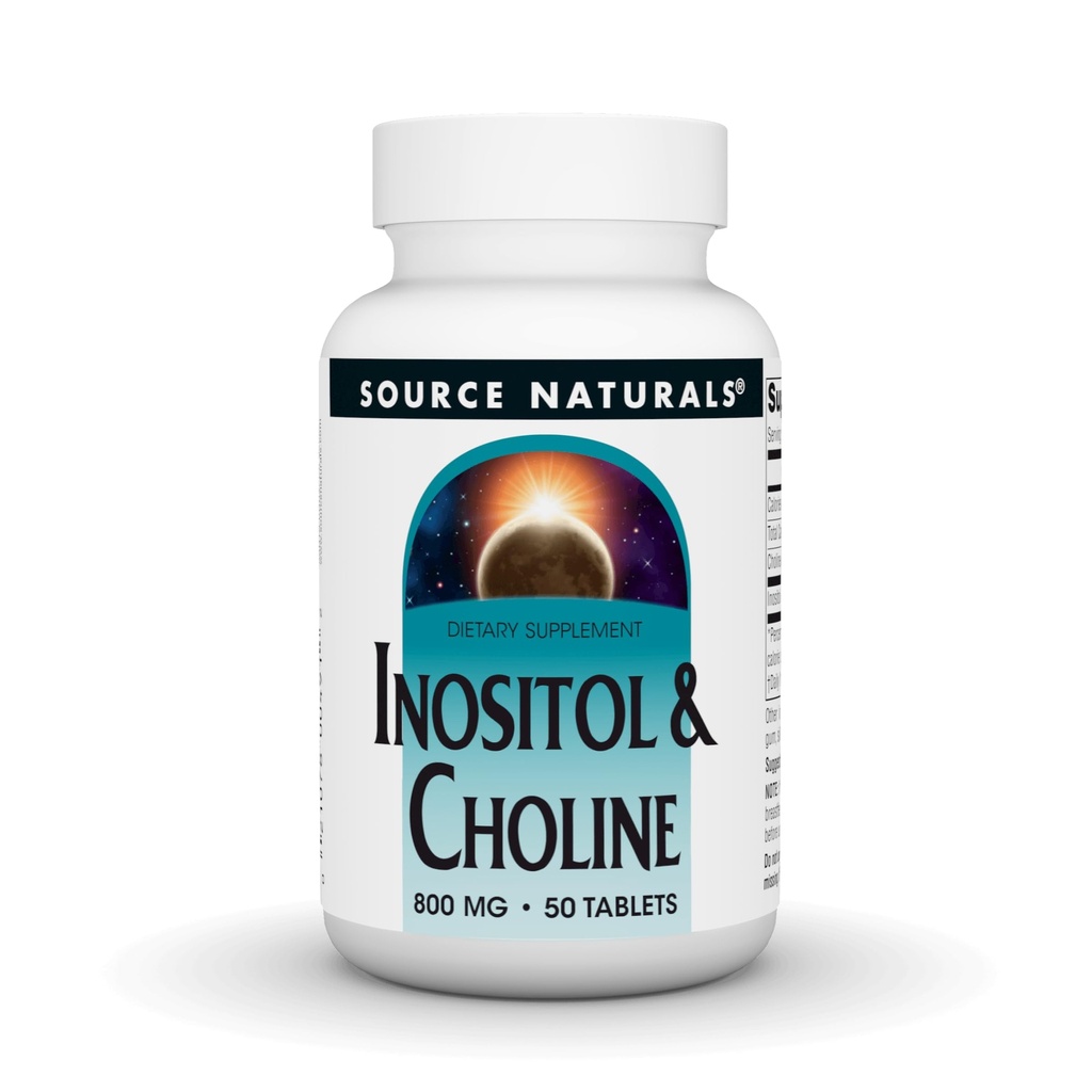 Źródło Naturals Inositol & Cholina 800 mg Wspomaga Zdrowe Nerwy Funkcje - 50 tabletek