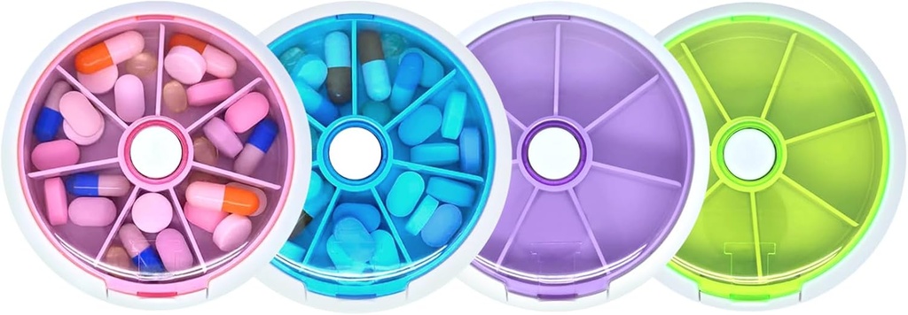 Pojemnik na pióro Organizer Travel Pill Case for Purse Portable Pill Box Round Weekery Pill Container for Vitamina Fish Oil Pills Supplements (4PCS)