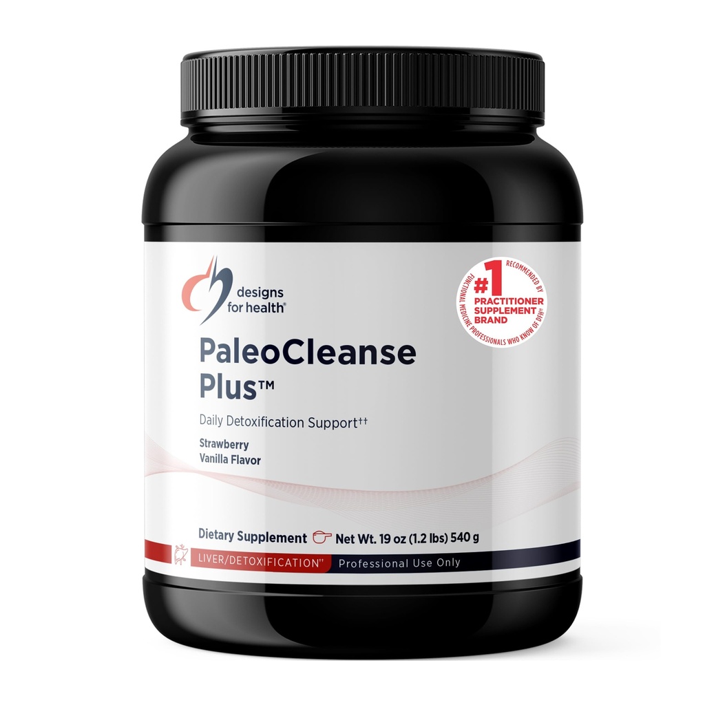 Designs for Health PaleoCleanse Plus - Detox Powder with 18g Bone Broth Protein, Antioksydant Herbs, Vitamin + Minerals - Smoothie Shake Drink Mix, Strawberry- Vanilla Flavor (15 Servings / 540g)