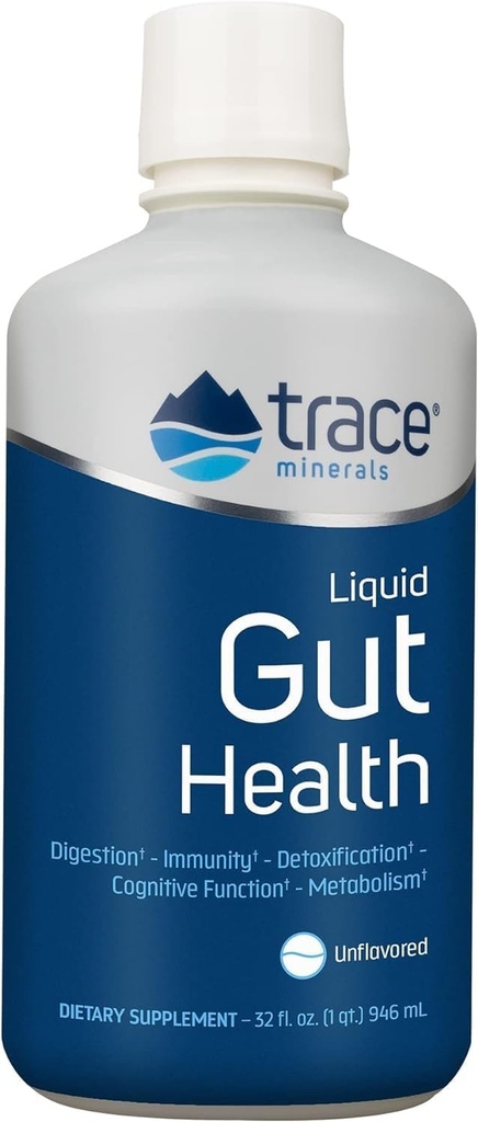 Trace Minerals Gut Health - Wsparcie dla Gut Lining, Zdrowa trawienie, Funkcja układu immunologicznego - Digestive Health Supplement with Humic & Fulvic Acid - Unflavored, 32 fl oz (O 189 Sługi)