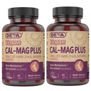 DEVA Vegan suplement magnezu wapnia 2-Pack, Plus cynku, witaminy C, D & K, Boron, 90 tabletek Każdy