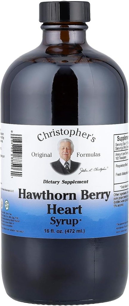 Oryginalne wzory Christophera Hawthorn Berry Heart Syrop - 16 fl oz 124; Natural Herbal Blend for General Wellness