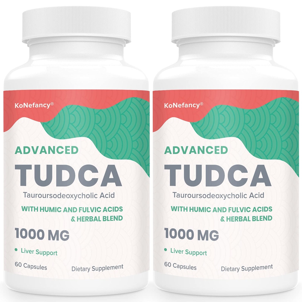 Uzupełnienie wątroby TUDCA 1000 mg- Bile Salts do czyszczenia wątroby Detox- Milk Thistle Herbal Mieszanka z Fulvic i kwasu Humicznego do wątroby, Digestive Health, 120 Kapsułki Vegan