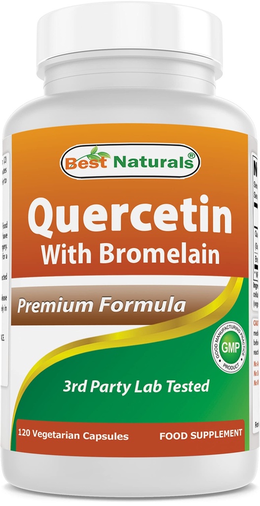 Najlepsi Naturals Quercetin z Bromelain Veggie kapsułki - 800mg Quercetin & 165 mg Bromelain (2400 GDU / g), 120