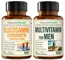 Glukozamina Chondroitin Turmeric MSM + Men 's Multivitamin 2 -Bottle Supplement Bundle dla niego. Joint Health, Response zapalne, Immune Support, Właściwości przeciwutleniające