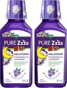 Ofiary Pure ZZZ Kidz Melatonina, Dzieci Melatonina Płyn, Pomoc senna, Bez narkotyków, Płynna Melatonina 1 mg, z rumianku & Lavender, Melatonina Sen Pomoc dla dzieci, Snooze Berry Flavored, 2 Pack, 24 FL OZ
