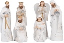 Przezroczyste Distressed White and Gold Tone 7.5 Inch Resin Nativity Figurines Zestaw 6
