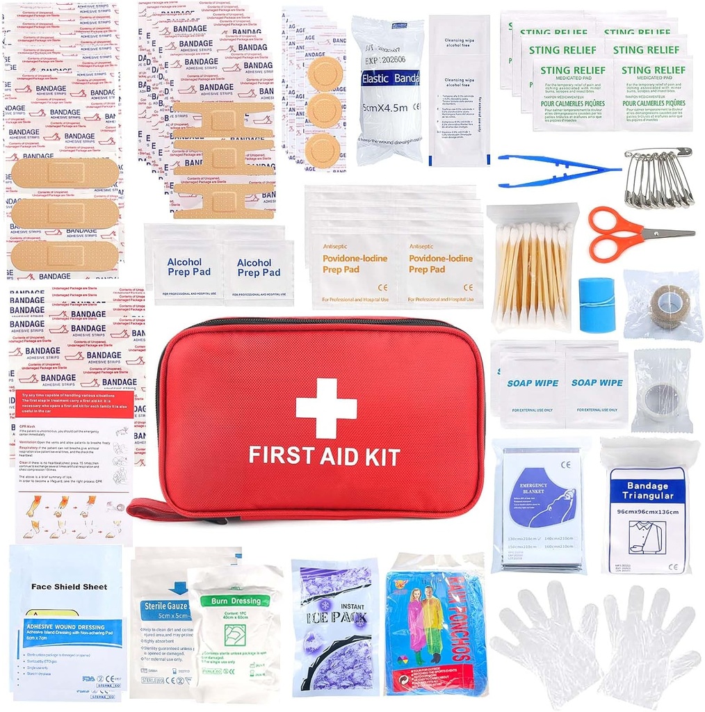 Zestaw pierwszej pomocy 194 Piece awaryjne Zestawy do wycieczek Camping Trauma Kit for Boat Vehicle Compact Aid Kit for Home Car Travel Outdoor Survival