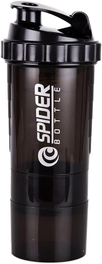 5 W 1 Butelka z shakerem białkowym - Butelka z serii Professional Shaker do shakes protein i przed treningiem siłowni butelki, z proszkiem do przechowywania, Tray Piłka do mieszania, Shakes Cup (czarny)