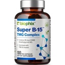biofix Super B- 15 100 Veggie Caps - Niacyna Wapnia Cholina Inozytol DMG TMG - Wspiera zdrowe poziomy energii tlenowej