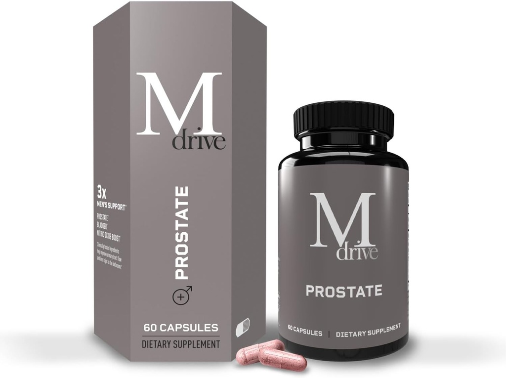 Mdrive Prostate Prostate Supplement Supplement for Men 's Health, Promotes Uurinary Tract Health, Supports Normal Flow, Frequency & Bladder Empting, Flowens Cranberry Extract, S7 N.O. Booster, 60 kapsułki