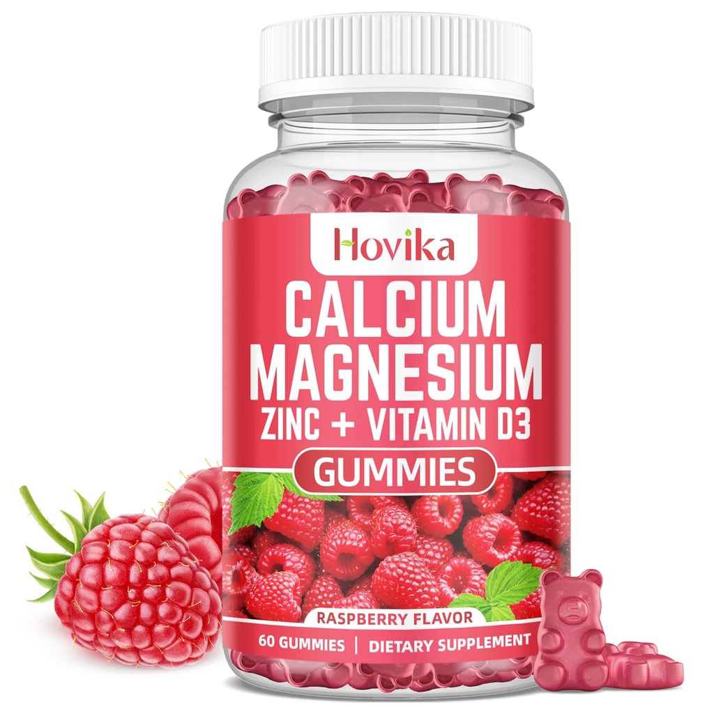 Cynk wapniowy Gummie z witaminą potasu C, B6, D3, K2 - Wapń dla kobiet i mężczyzn - Magnez wapniowy Cynk Multi witaminy suplement dla kości, Mięśnie, Zęby, nastrojenie i odporność - 60 Ct