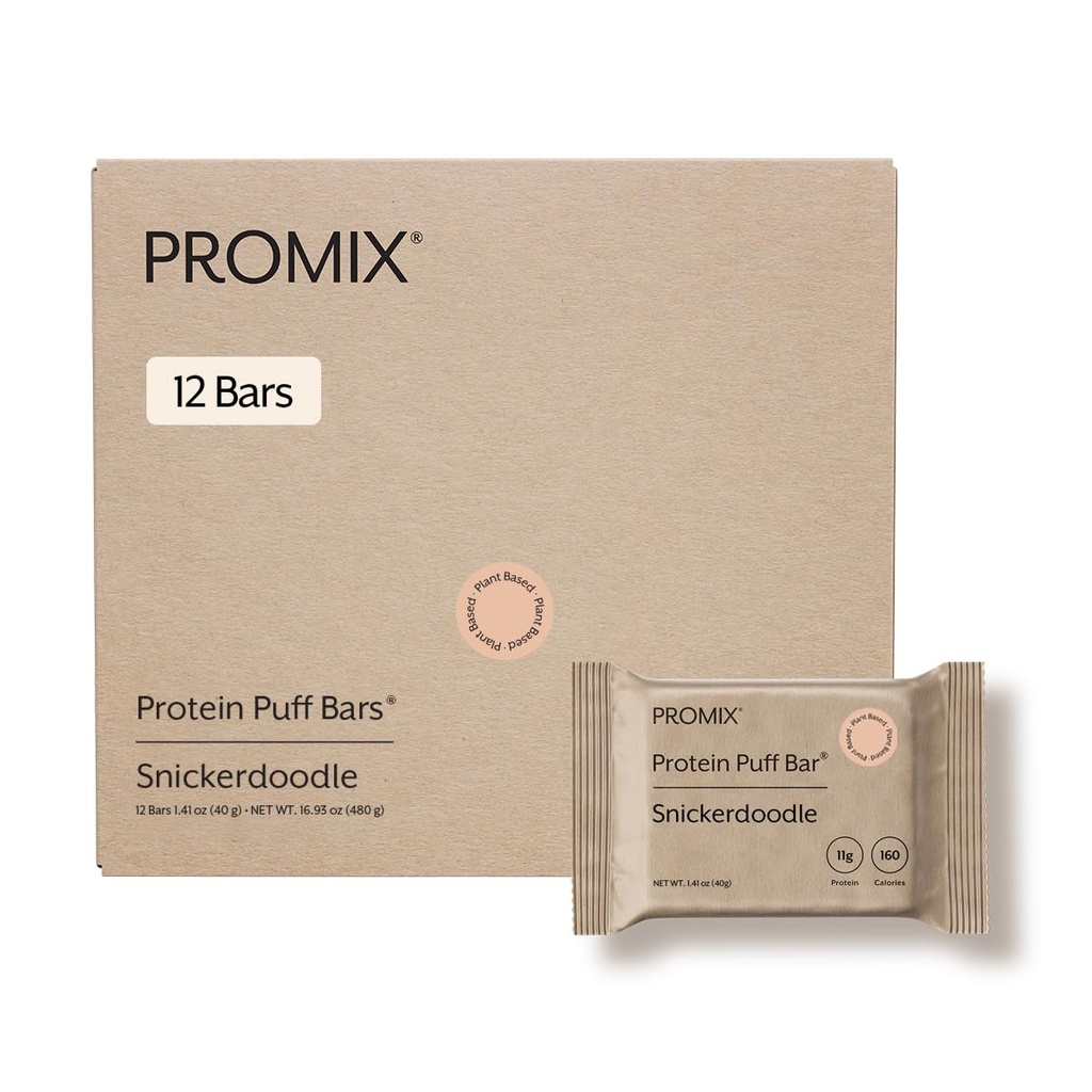 Promix Nutrition Vegan Białko Puff Bary 124; Wysokie białka, Niskie Calorie Marshmallow Chrupiące Leczenie 124; Kosher, Soy Free - Cynamon Francuski Tosty