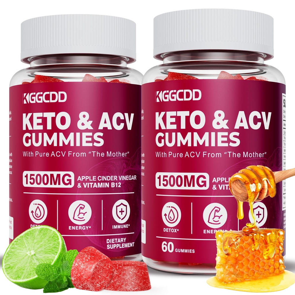 (2 opakowania) Keto ACV Gummies1500MG Keto Gummies Jabłko Cydr Ocet emulgowany z sokiem buraczanym Granat w proszku B12 Vegan Non GMO 120 Gummys