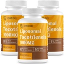 Liposomal Tocotrienols 1000mg - Wysoka biodostępność Witamina E Tocotrienols Suplementy, 95% Delta & 5% Gamma Tocotrienol Kapsułki Wsparcie skóry, kości, Przeciwutleniacz, 180 Softgels