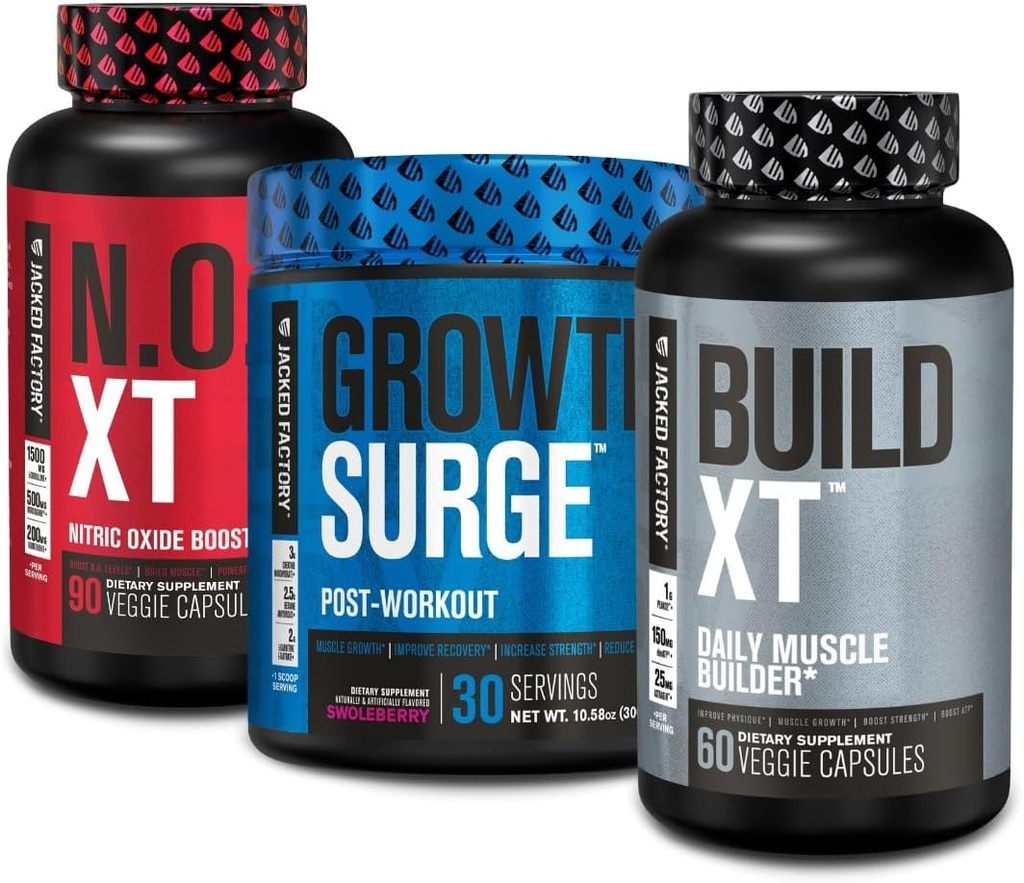 Jacked Factory N.O. XT Suplement tlenku azotu, Wzrost Surge Post Workout Muscle Builder, Build XT Muscle Builder